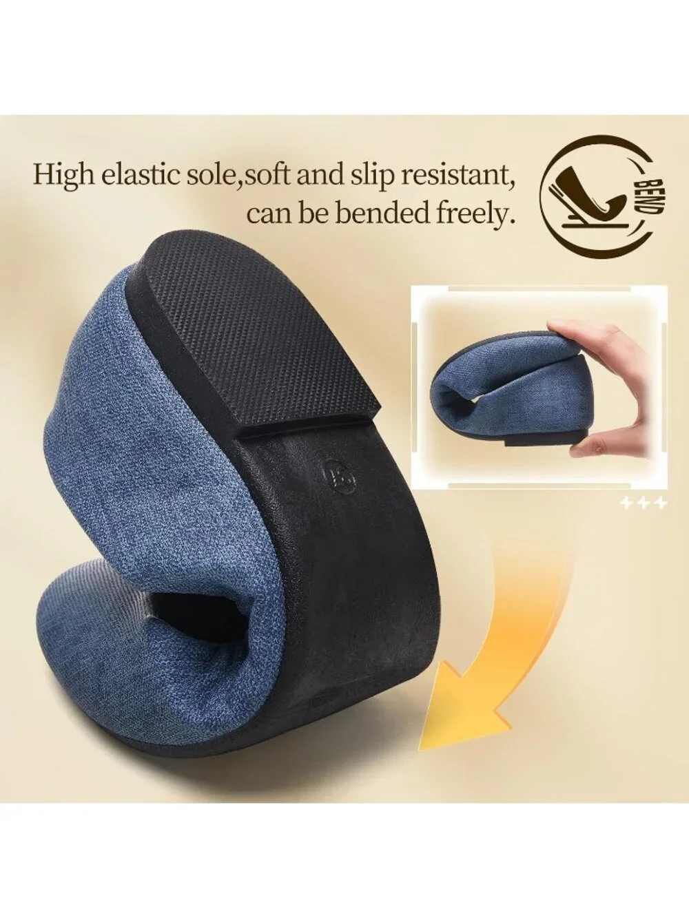 Women's Blue Denim PU Leather Comfortable Ballet Flats Slip on Round Toe Shoes